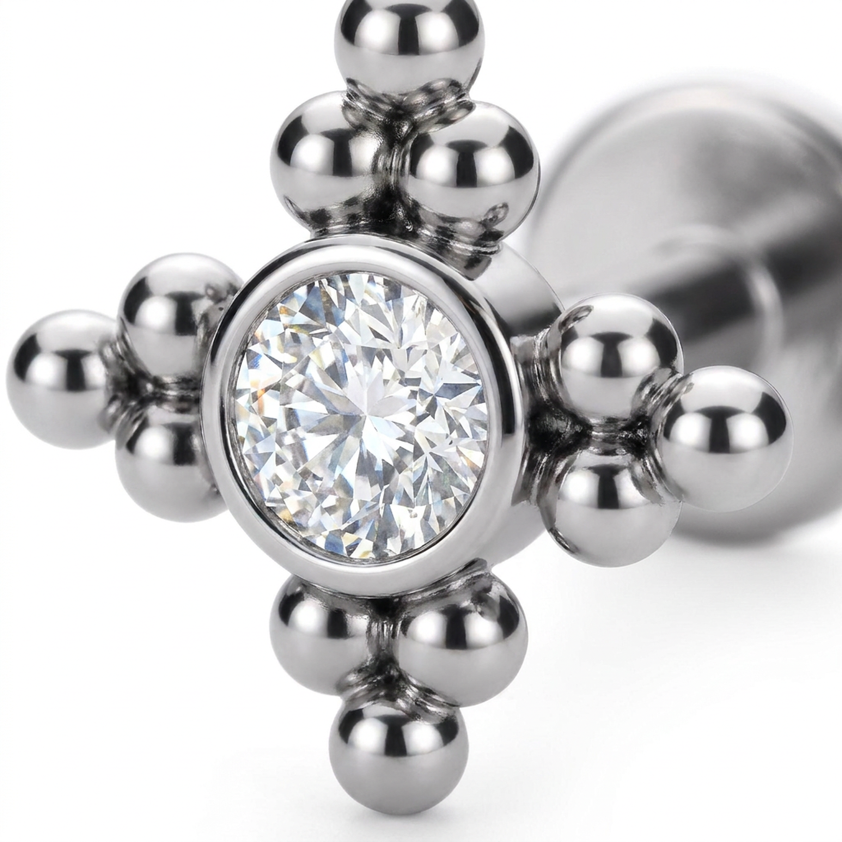Piercing con zircone e palline in Acciaio Chirurgico 316L - Piercing per lobo, helix, forward helix, conch, flat, tragus