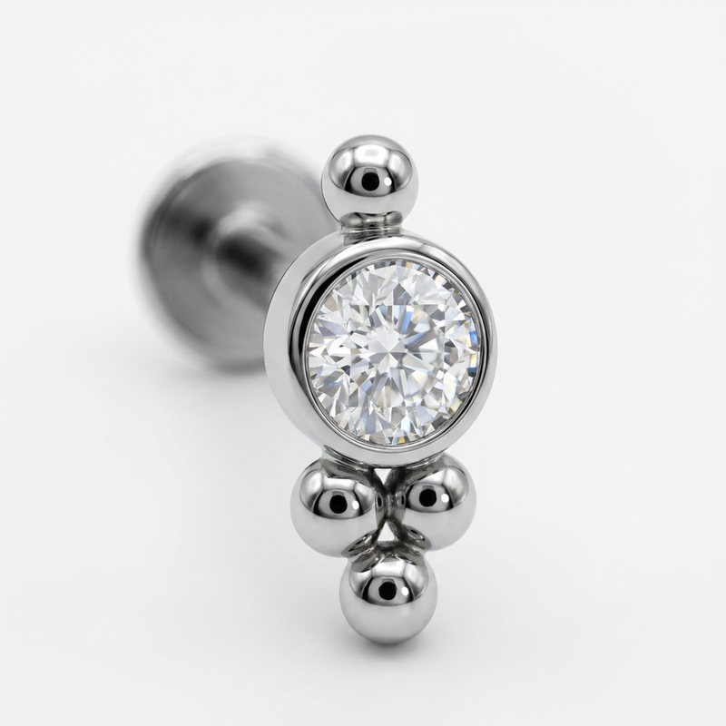 Piercing con zircone e palline in Acciaio Chirurgico 316L - Piercing per lobo, helix, forward helix, conch, flat, tragus