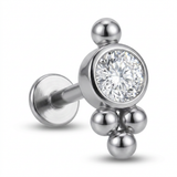 Piercing con zircone e palline in Acciaio Chirurgico 316L - Piercing per lobo, helix, forward helix, conch, flat, tragus