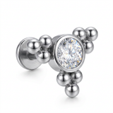 Piercing con zircone e palline in Acciaio Chirurgico 316L - Piercing per lobo, helix, forward helix, conch, flat, tragus