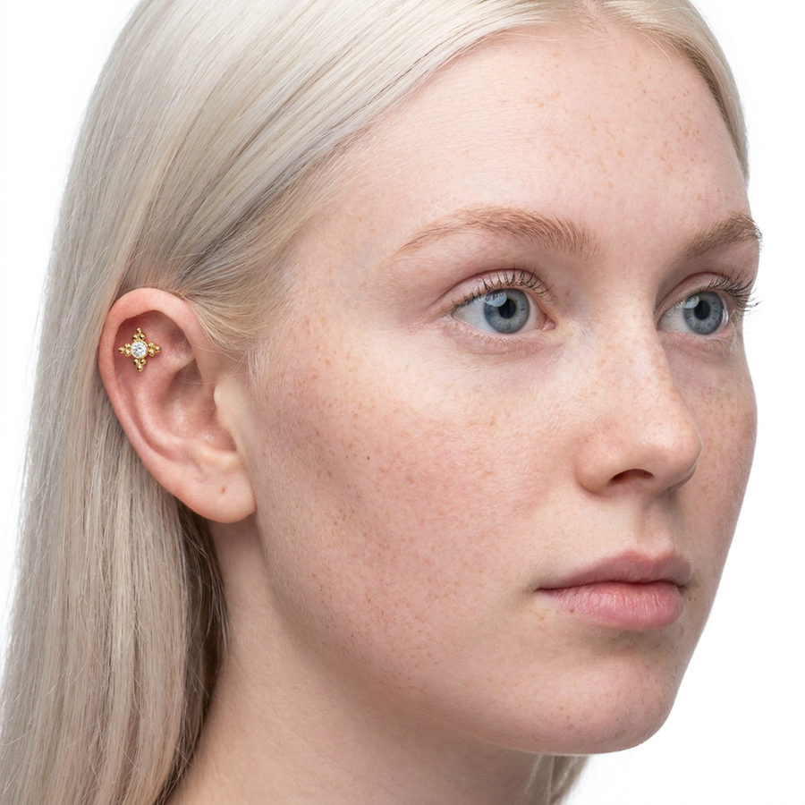 Piercing con zircone e palline in Acciaio Chirurgico 316L - Piercing per lobo, helix, forward helix, conch, flat, tragus