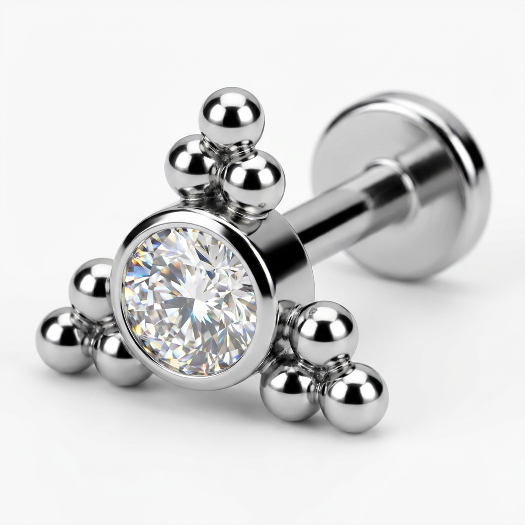 Piercing con zircone e palline in Acciaio Chirurgico 316L - Piercing per lobo, helix, forward helix, conch, flat, tragus