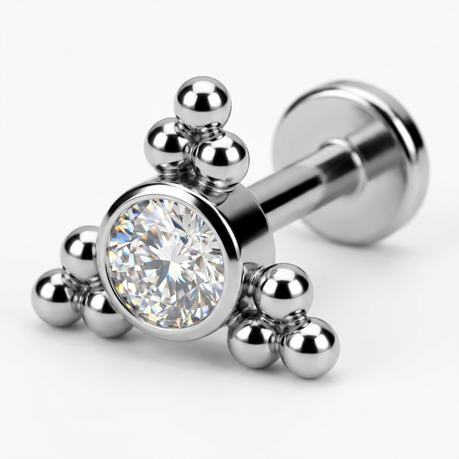 Piercing con zircone e palline in Acciaio Chirurgico 316L - Piercing per lobo, helix, forward helix, conch, flat, tragus