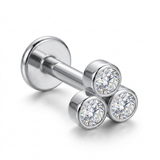 Piercing con tre zirconi in Acciaio Chirurgico 316L - Piercing per lobo, helix, forward helix, conch, flat, tragus