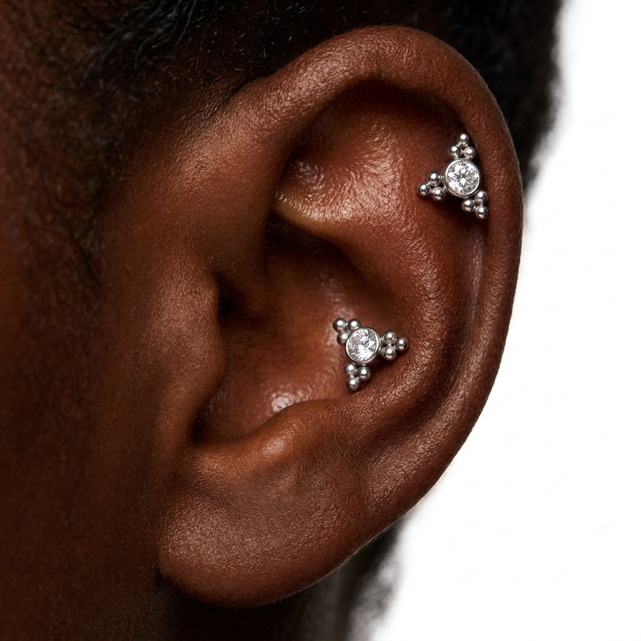 Piercing con zircone e palline in Acciaio Chirurgico 316L - Piercing per lobo, helix, forward helix, conch, flat, tragus