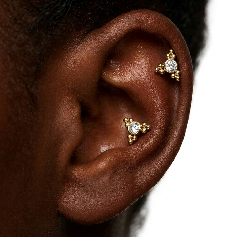 Piercing con zircone e palline in Acciaio Chirurgico 316L - Piercing per lobo, helix, forward helix, conch, flat, tragus