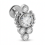 Piercing con zirconi e palline in Acciaio Chirurgico 316L - Piercing per lobo, helix, forward helix, conch, flat, tragus