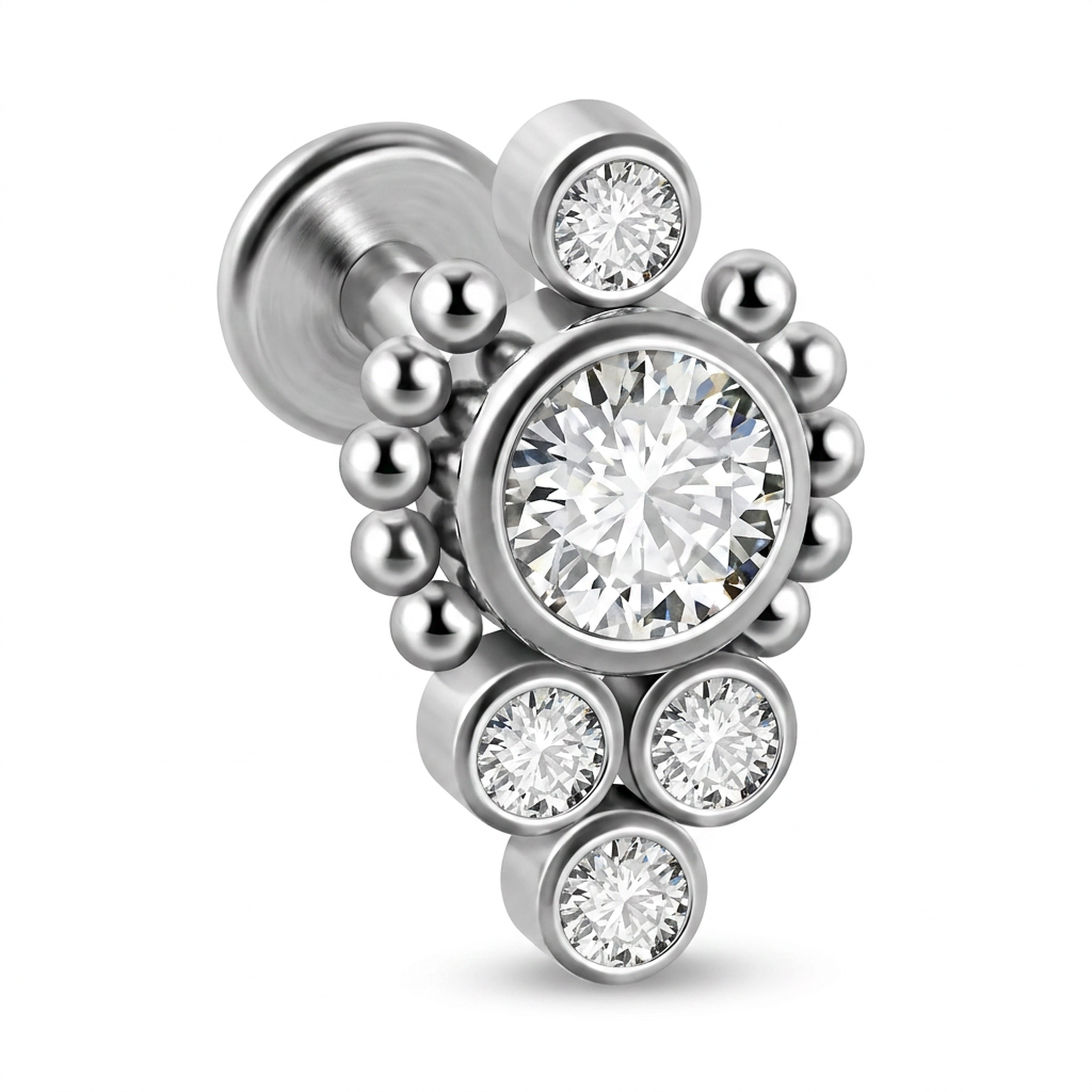 Piercing con zirconi e palline in Acciaio Chirurgico 316L - Piercing per lobo, helix, forward helix, conch, flat, tragus