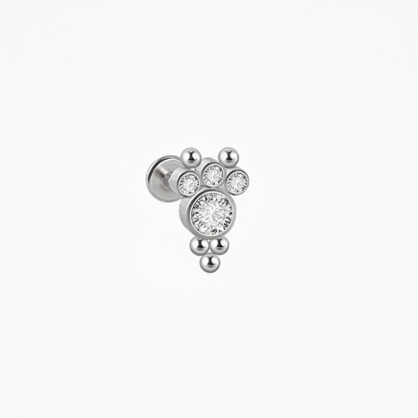 Piercing con zirconi e palline in Acciaio Chirurgico 316L - Piercing per lobo, helix, forward helix, conch, flat, tragus