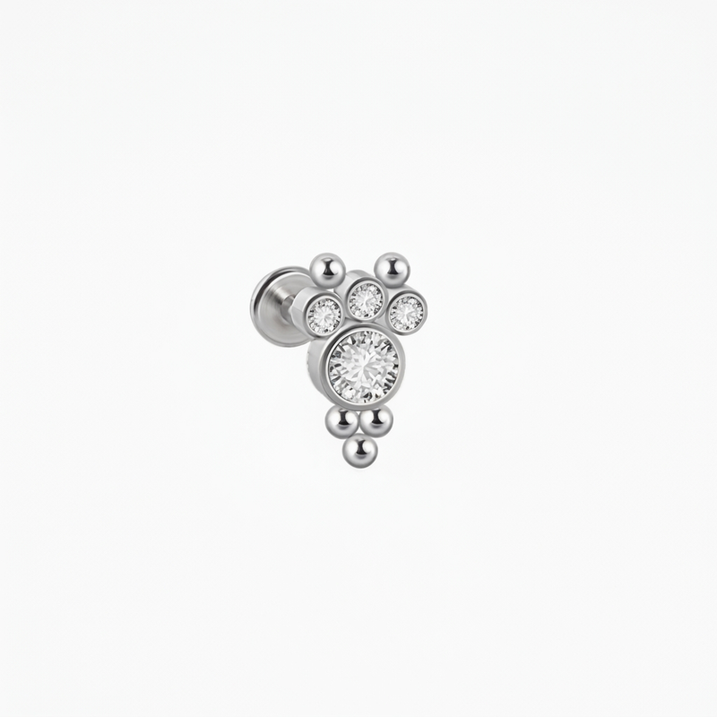 Piercing con zirconi e palline in Acciaio Chirurgico 316L - Piercing per lobo, helix, forward helix, conch, flat, tragus