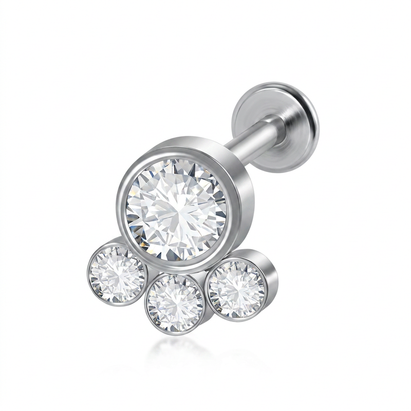 Piercing con zirconi in Acciaio Chirurgico 316L - Piercing per lobo, helix, forward helix, conch, flat, tragus