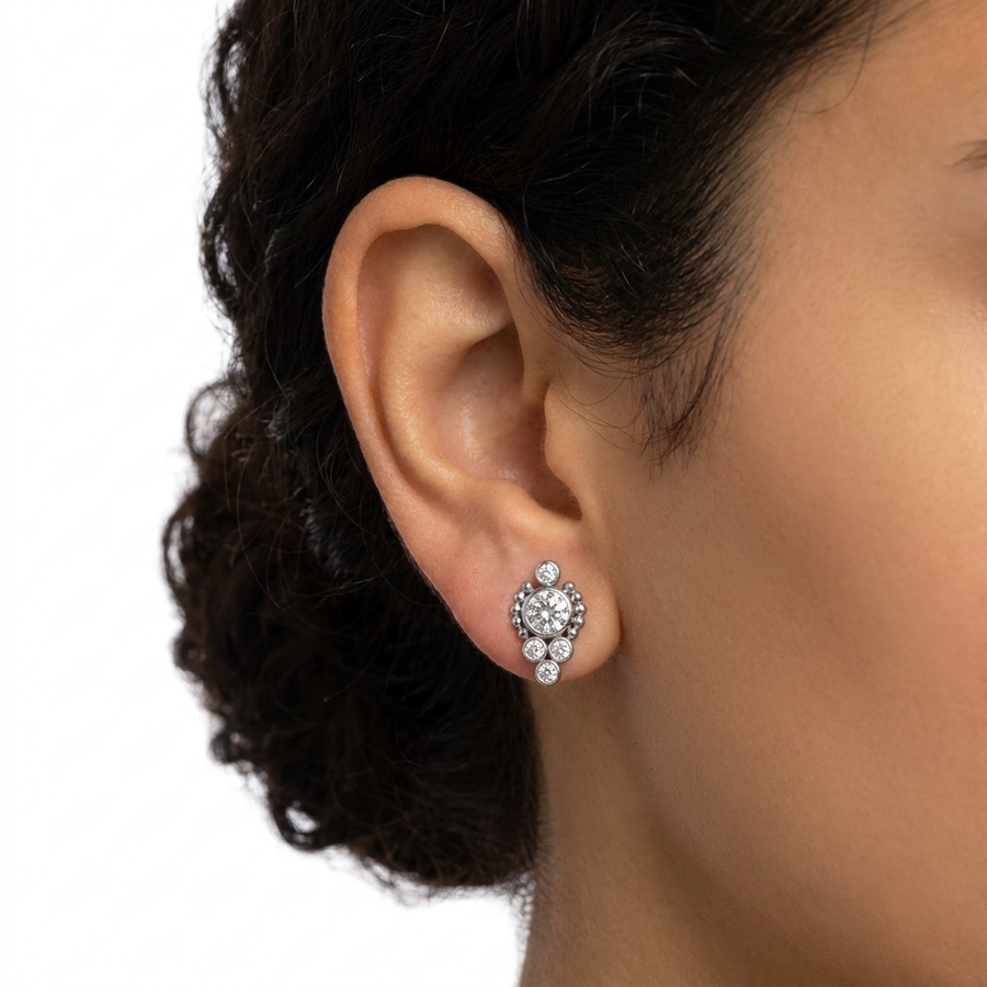 Piercing con zirconi e palline in Acciaio Chirurgico 316L - Piercing per lobo, helix, forward helix, conch, flat, tragus