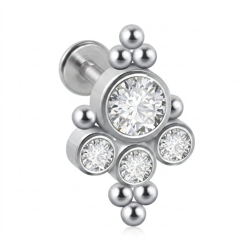 Piercing con zirconi in Acciaio Chirurgico 316L - Piercing per lobo, helix, forward helix, conch, flat, tragus