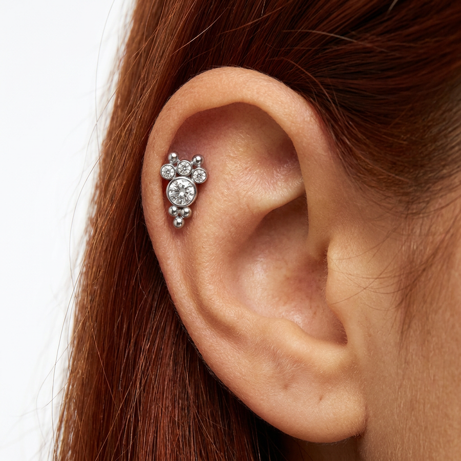 Piercing con zirconi in Acciaio Chirurgico 316L - Piercing per lobo, helix, forward helix, conch, flat, tragus