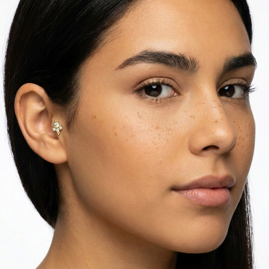 Piercing con zirconi e palline in Acciaio Chirurgico 316L - Piercing per lobo, helix, forward helix, conch, flat, tragus