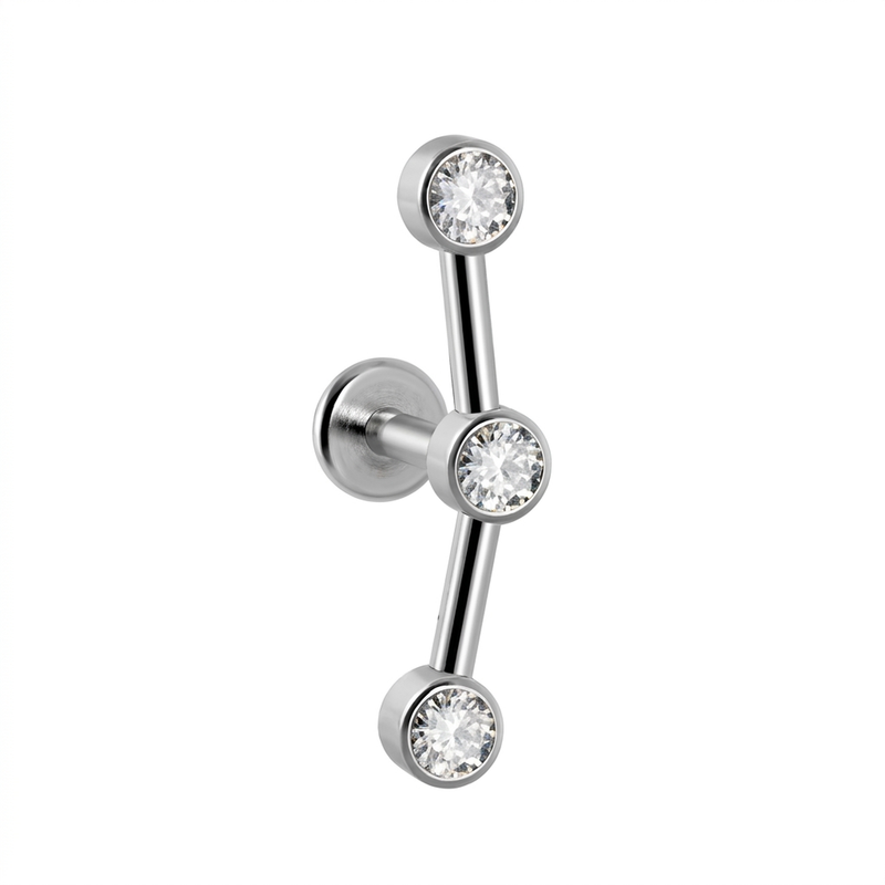 Piercing con zirconi in Acciaio Chirurgico 316L - Piercing per lobo, helix, forward helix, conch, flat, tragus