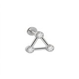 Piercing con zirconi a triangolo in Acciaio Chirurgico 316L - Piercing per lobo, helix, forward helix, conch, flat, tragus