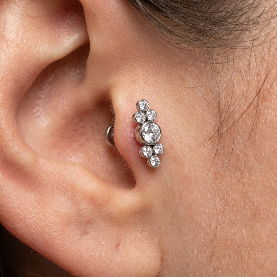 Piercing con zirconi in Acciaio Chirurgico 316L - Piercing per lobo, helix, forward helix, conch, flat, tragus