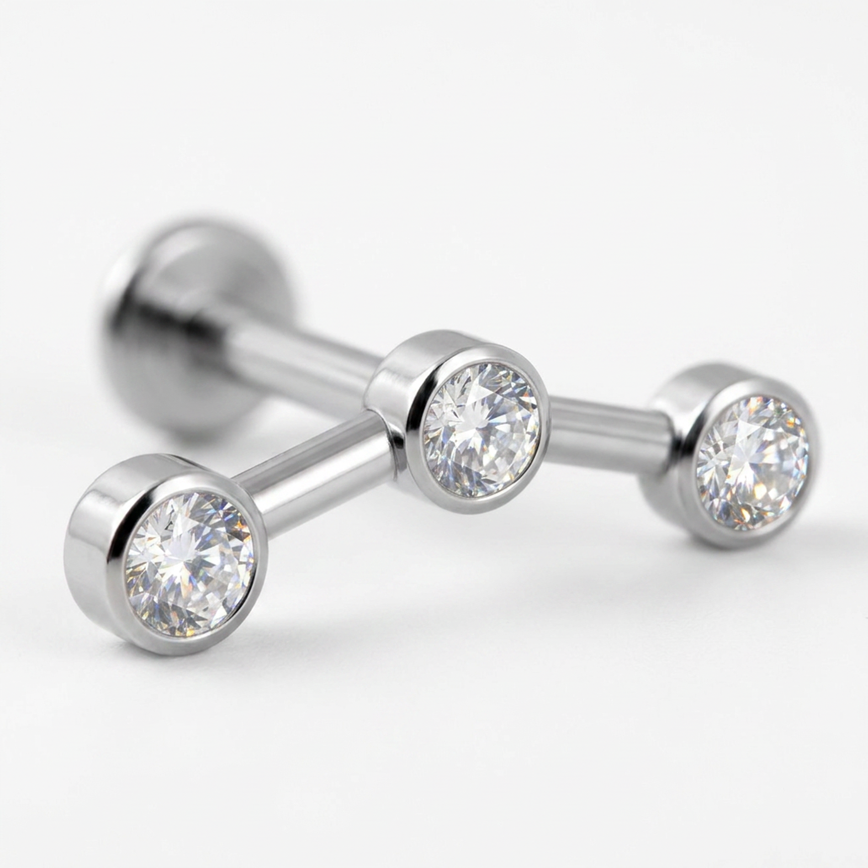 Piercing con zirconi in Acciaio Chirurgico 316L - Piercing per lobo, helix, forward helix, conch, flat, tragus