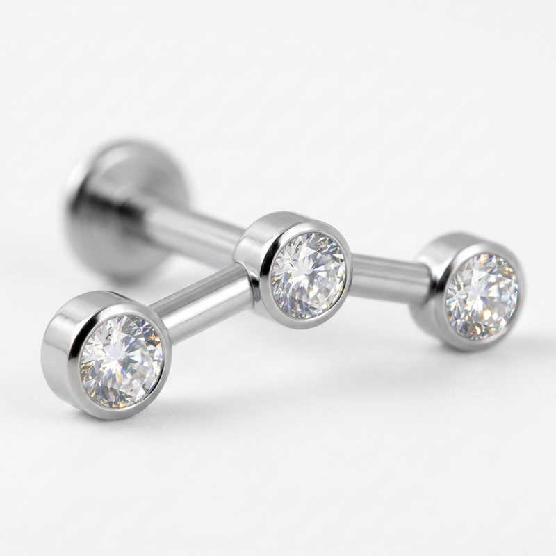 Piercing con zirconi in Acciaio Chirurgico 316L - Piercing per lobo, helix, forward helix, conch, flat, tragus