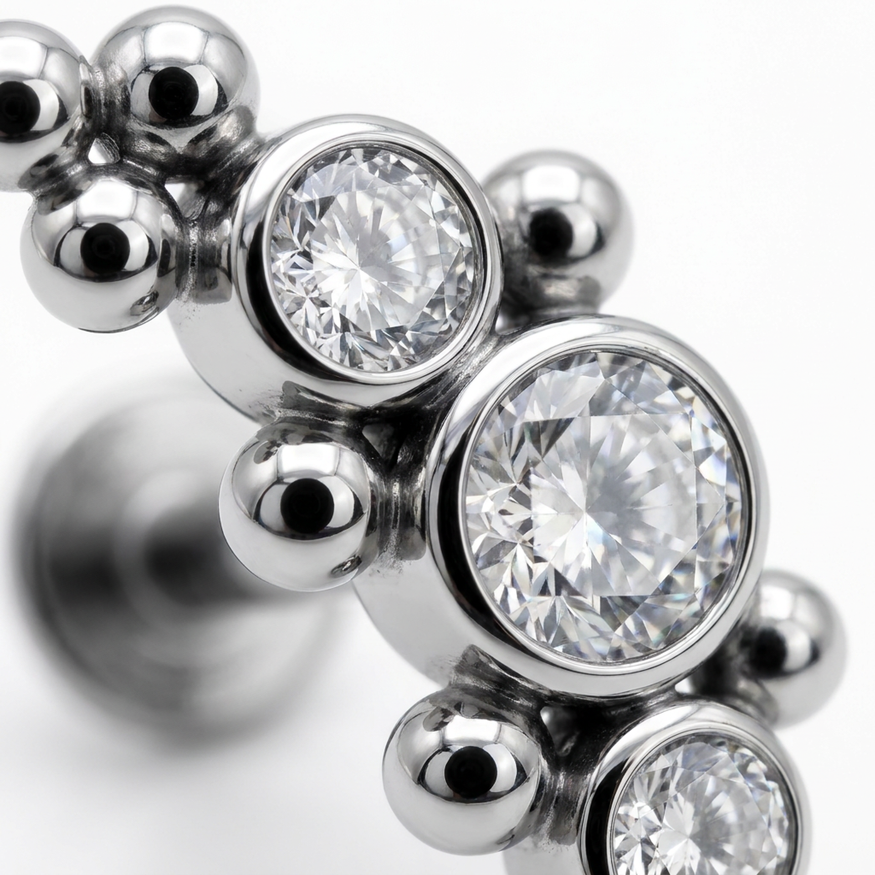Piercing con zirconi e palline in Acciaio Chirurgico 316L - Piercing per lobo, helix, forward helix, conch, flat, tragus