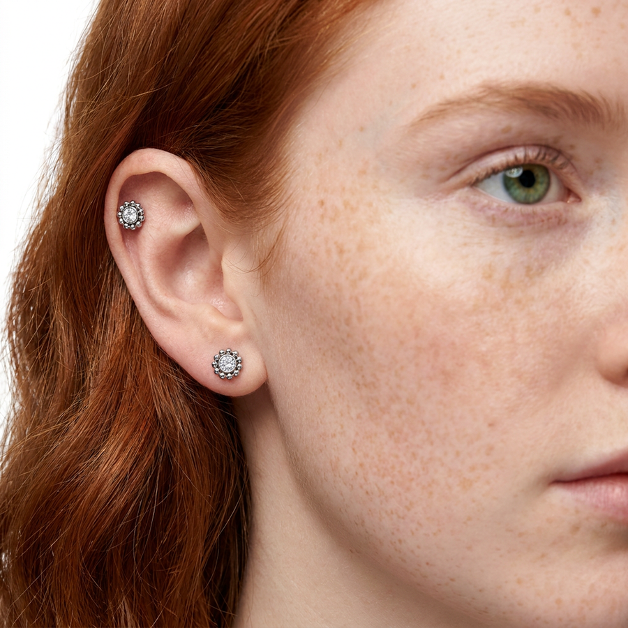 Piercing con zirconi e palline in Acciaio Chirurgico 316L - Piercing per lobo, helix, forward helix, conch, flat, tragus