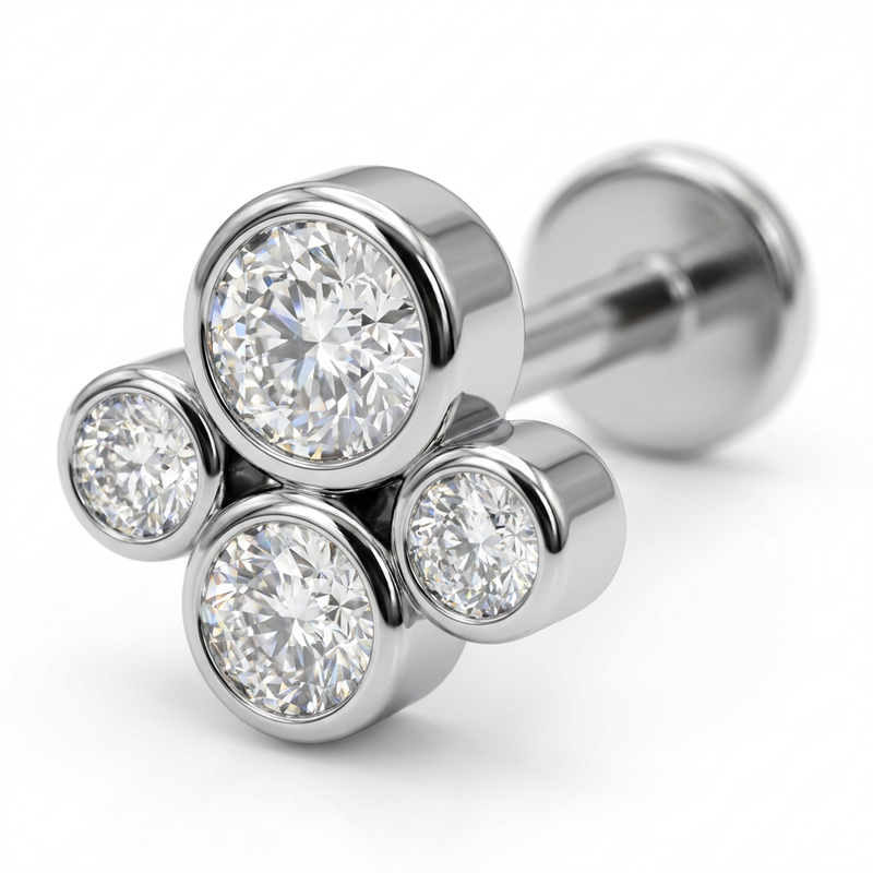 Piercing con zirconi in Acciaio Chirurgico 316L - Piercing per lobo, helix, forward helix, conch, flat, tragus