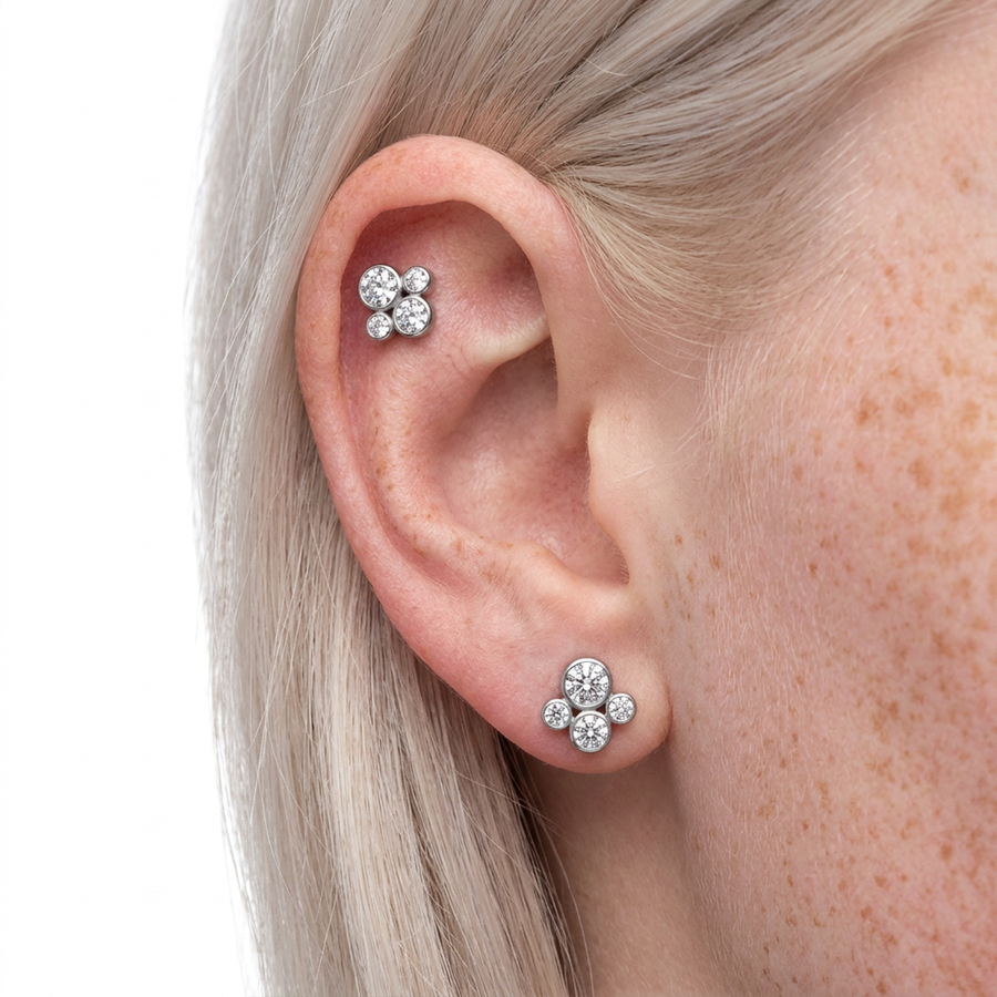 Piercing con zirconi in Acciaio Chirurgico 316L - Piercing per lobo, helix, forward helix, conch, flat, tragus
