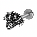 Piercing con faccia di drago in Acciaio Chirurgico 316L - Piercing per lobo, helix, forward helix, conch, flat, tragus