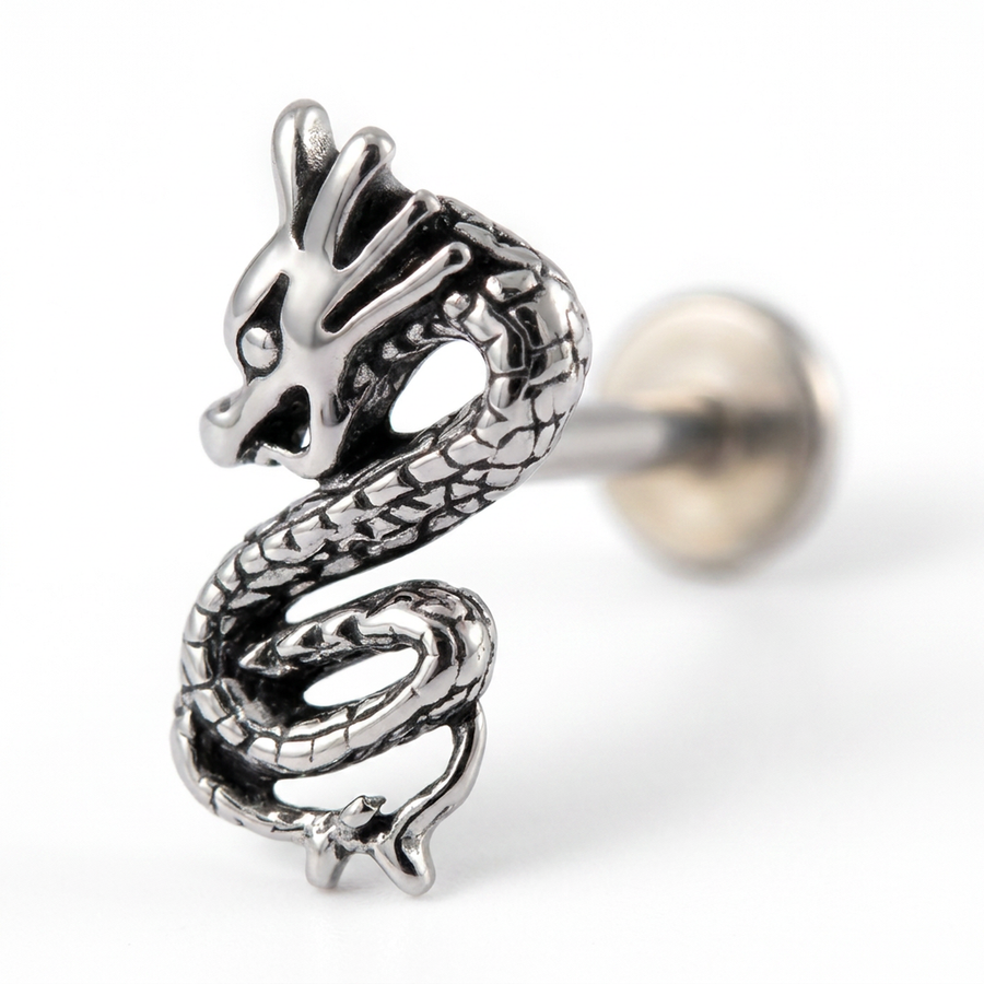Piercing con serpente in Acciaio Chirurgico 316L - Piercing per lobo, helix, forward helix, conch, flat, tragus