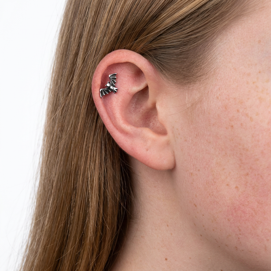 Piercing con pipistrello in Acciaio Chirurgico 316L - Piercing per lobo, helix, forward helix, conch, flat, tragus