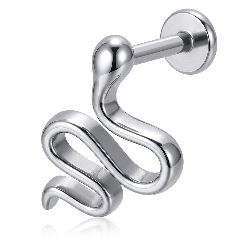 Piercing con serpente in Acciaio Chirurgico 316L - Piercing per lobo, helix, forward helix, conch, flat, tragus