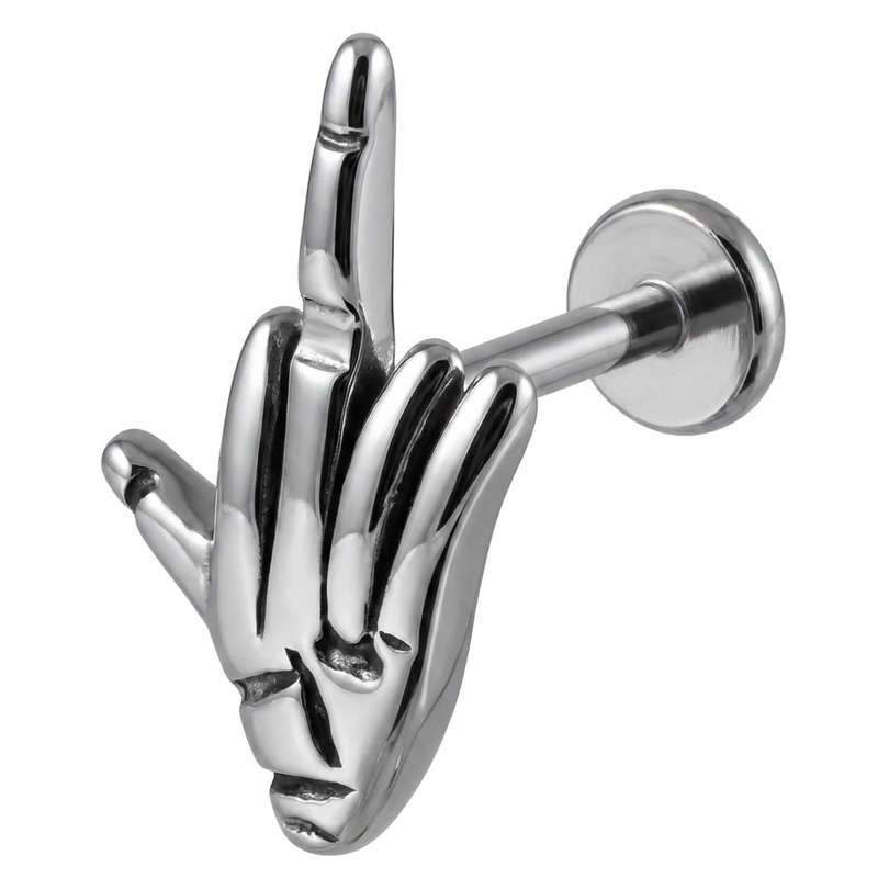 Piercing con mano in Acciaio Chirurgico 316L - Piercing per lobo, helix, forward helix, conch, flat, tragus