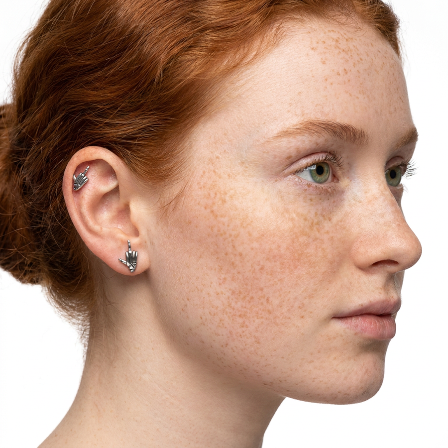 Piercing con mano in Acciaio Chirurgico 316L - Piercing per lobo, helix, forward helix, conch, flat, tragus