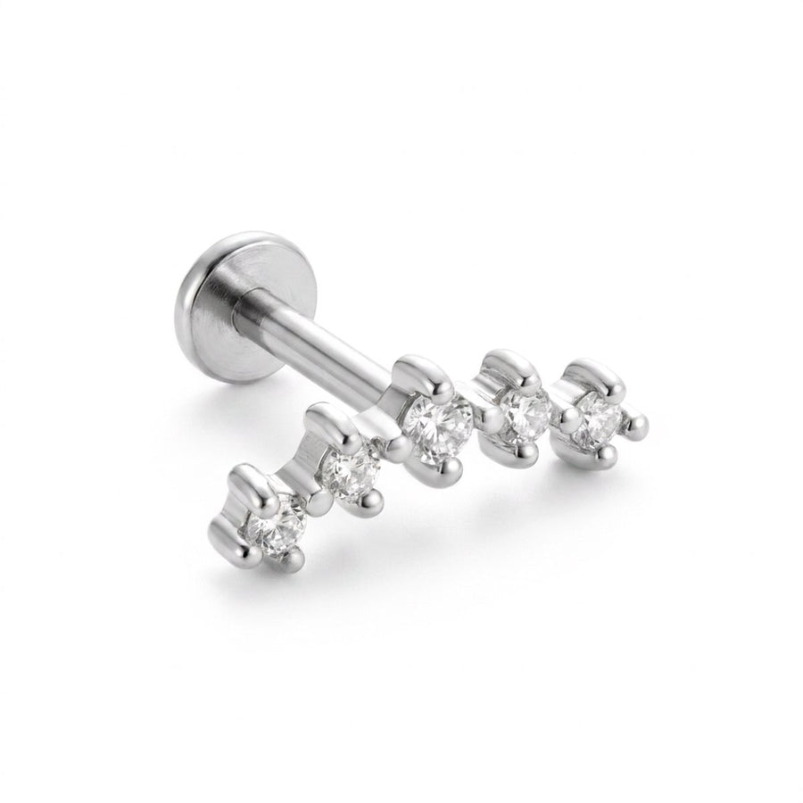 Barretta con cinque zirconi in Acciaio Chirurgico 316L - Piercing per lobo, helix, forward helix, conch, flat, tragus