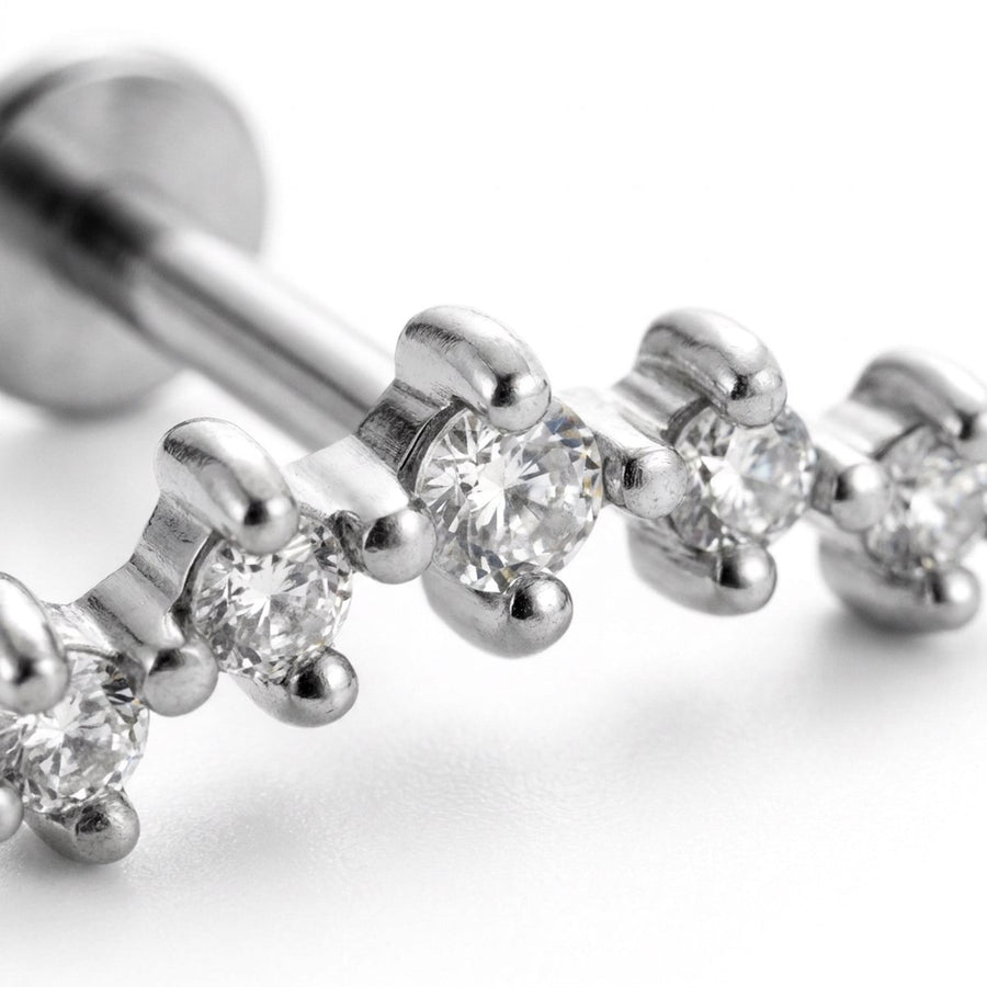 Barretta con cinque zirconi in Acciaio Chirurgico 316L - Piercing per lobo, helix, forward helix, conch, flat, tragus
