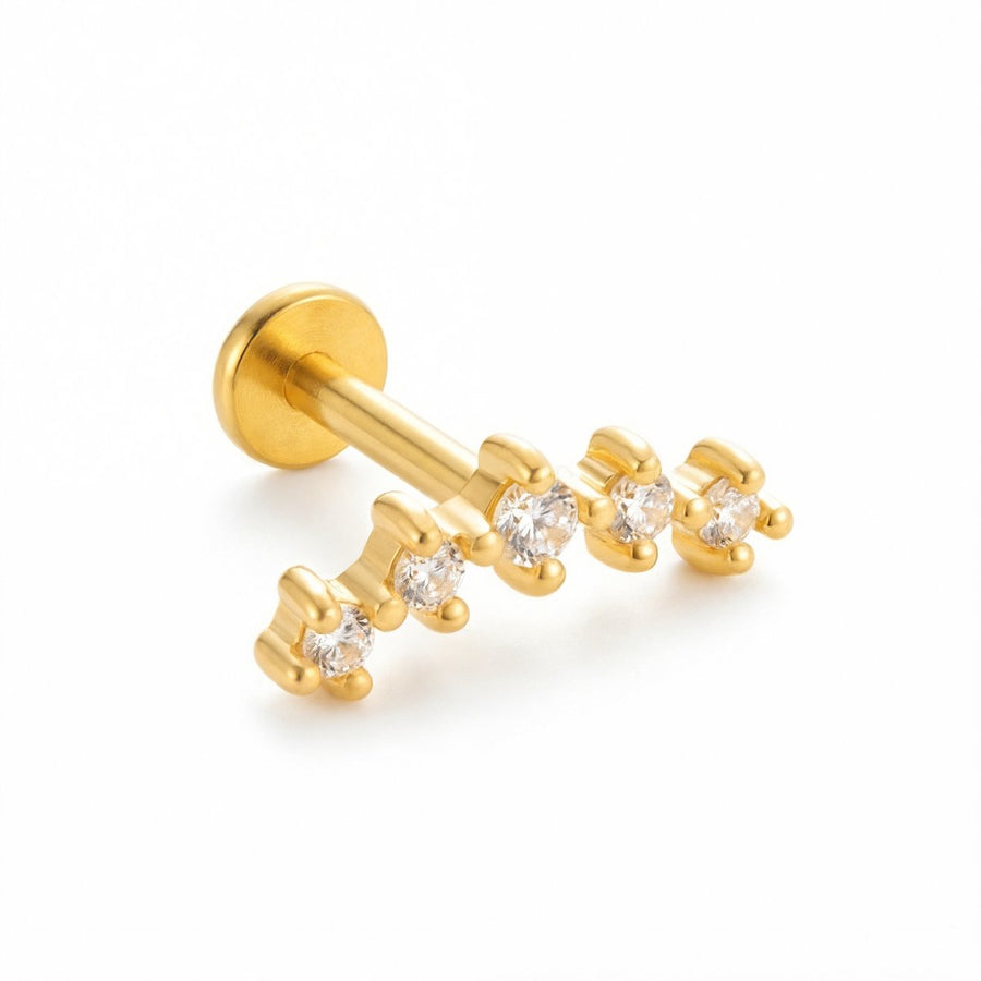 Barretta con cinque zirconi in Acciaio Chirurgico 316L - Piercing per lobo, helix, forward helix, conch, flat, tragus