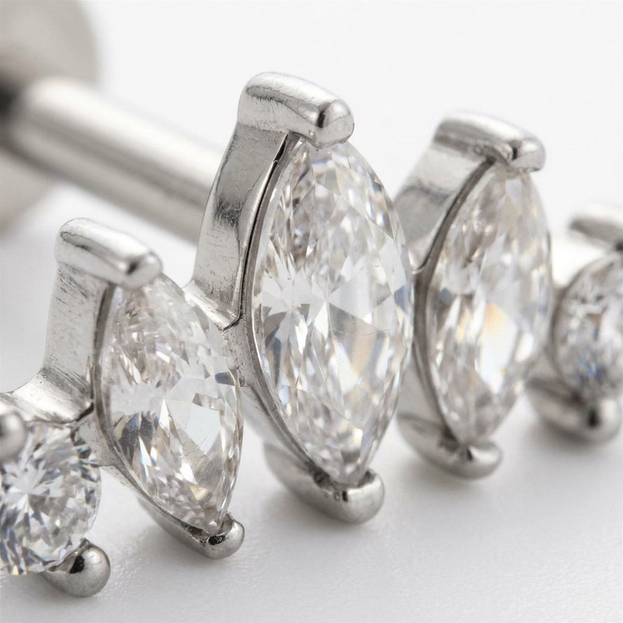 Barretta con cinque zirconi in Acciaio Chirurgico 316L - Piercing per lobo, helix, forward helix, conch, flat, tragus