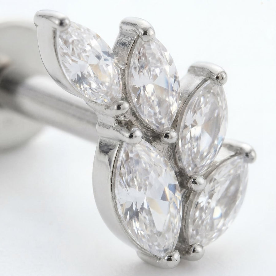 Barretta con sette petali zirconati in Acciaio Chirurgico 316L - Piercing per lobo, helix, forward helix, conch, flat, tragus