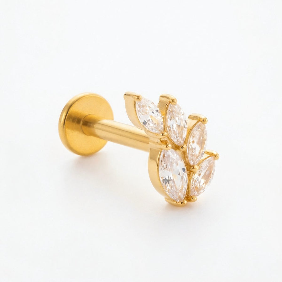 Barretta con sette petali zirconati in Acciaio Chirurgico 316L - Piercing per lobo, helix, forward helix, conch, flat, tragus