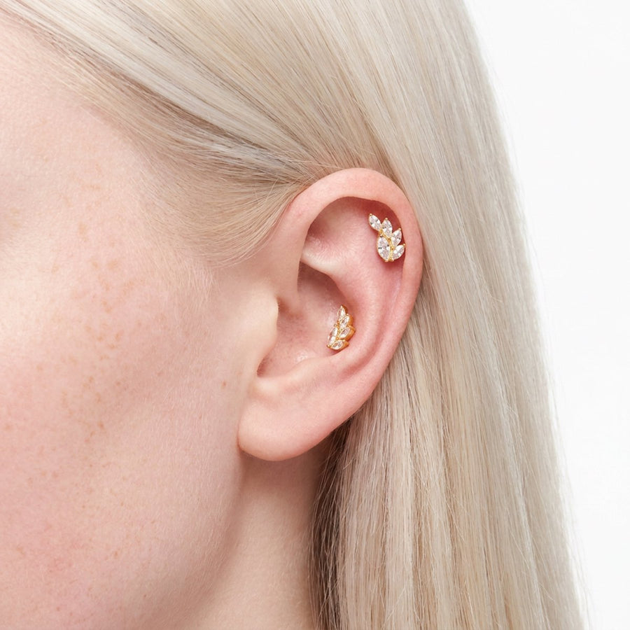 Barretta con sette petali zirconati in Acciaio Chirurgico 316L - Piercing per lobo, helix, forward helix, conch, flat, tragus