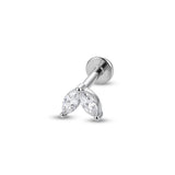 Piercing con due zirconi in Acciaio Chirurgico 316L - Piercing per lobo, helix, forward helix, conch, flat, tragus