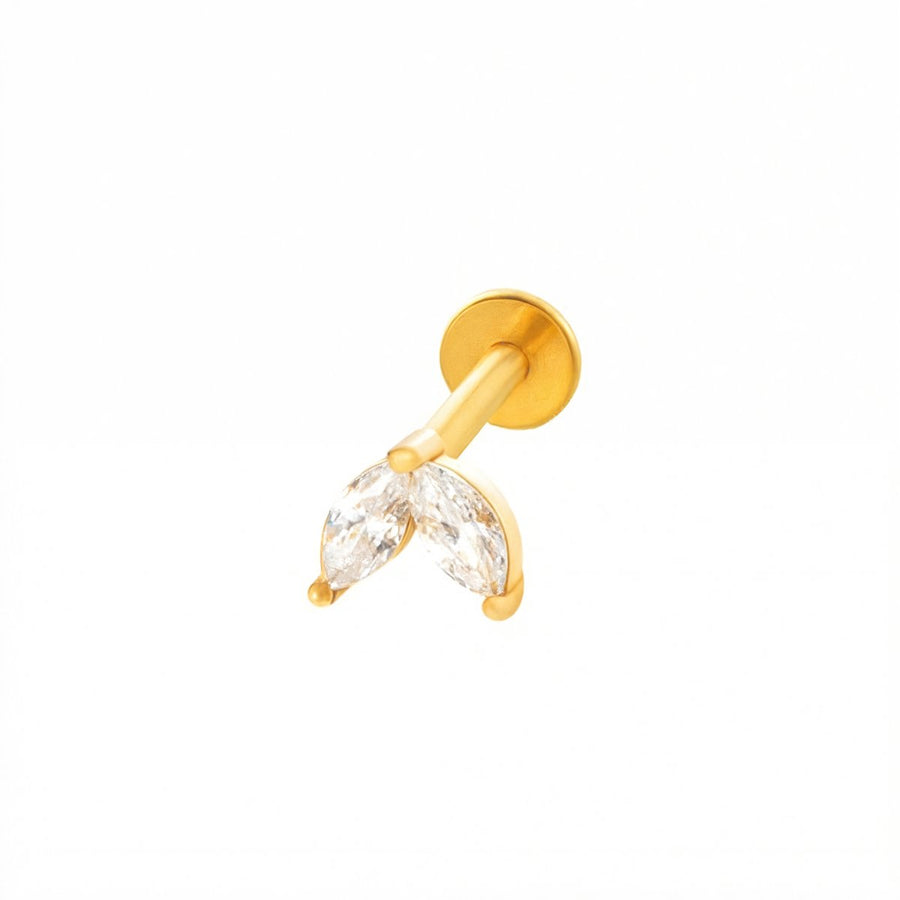 Piercing con due zirconi in Acciaio Chirurgico 316L - Piercing per lobo, helix, forward helix, conch, flat, tragus