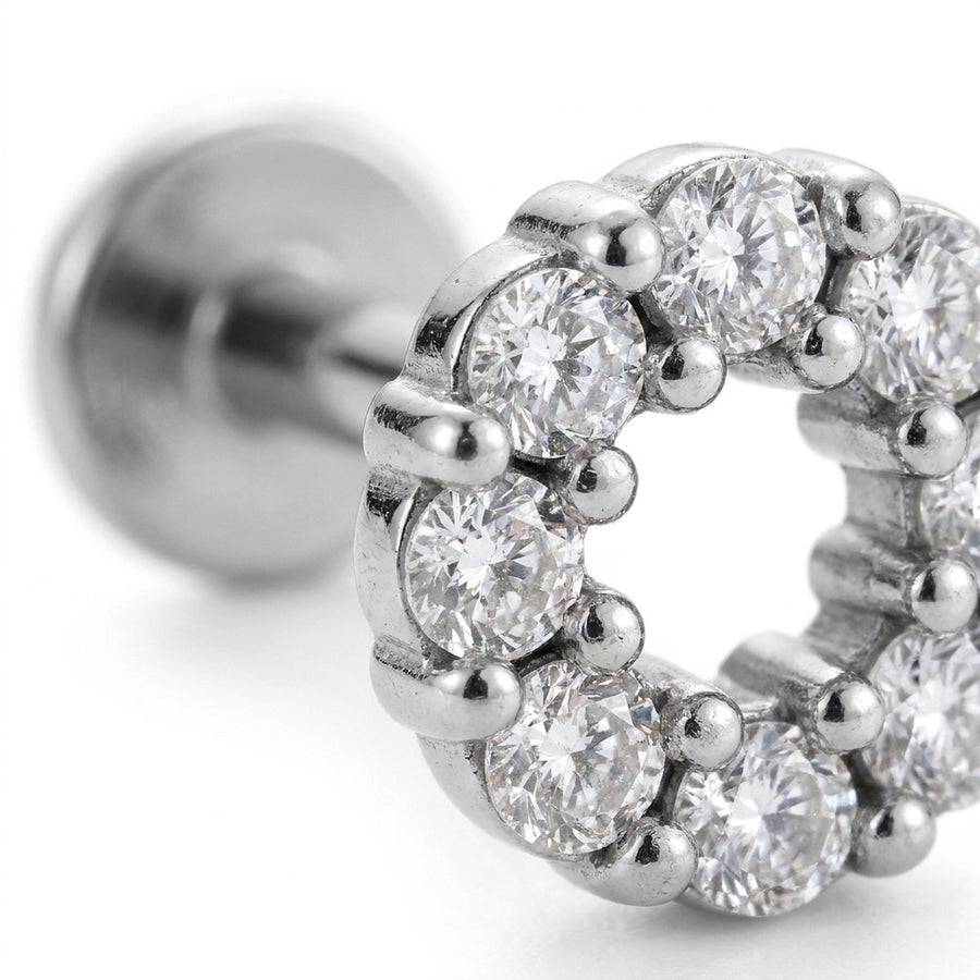 Barretta con cerchio di zirconi in Acciaio Chirurgico 316L - Piercing per lobo, helix, forward helix, conch, flat, tragus