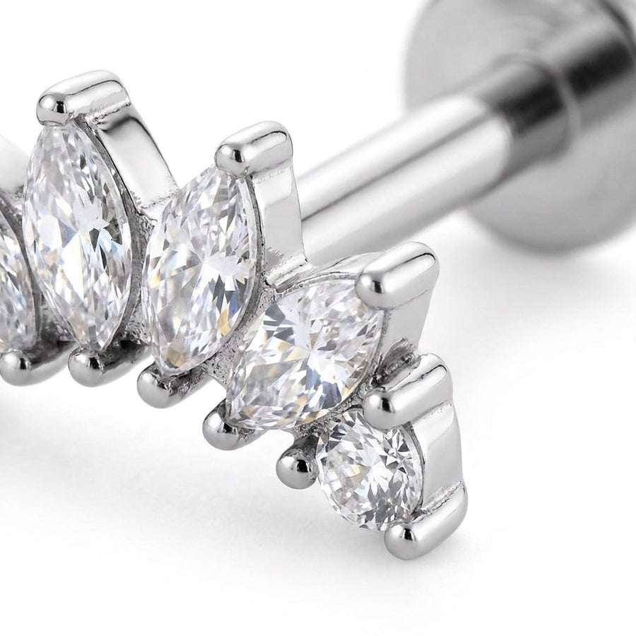 Barretta con sei zirconi in Acciaio Chirurgico 316L - Piercing per lobo, helix, forward helix, conch, flat, tragus