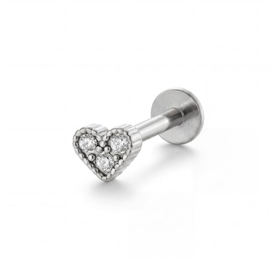 Barretta con cuore in Acciaio Chirurgico 316L - Piercing per orecchio