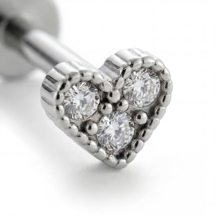 Barretta con cuore in Acciaio Chirurgico 316L - Piercing per orecchio