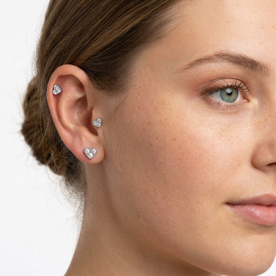 Barretta con cuore in Acciaio Chirurgico 316L - Piercing per orecchio