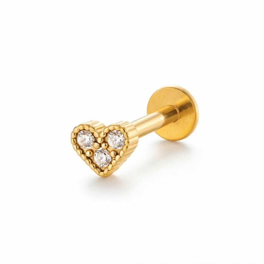 Barretta con cuore in Acciaio Chirurgico 316L - Piercing per orecchio