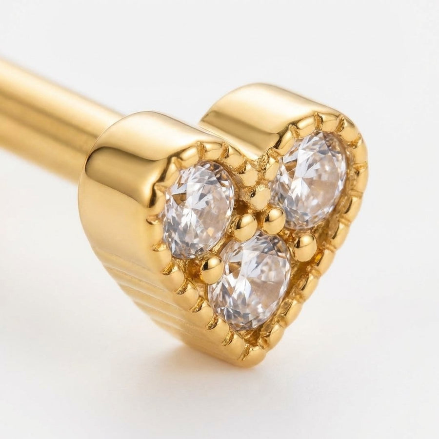 Barretta con cuore in Acciaio Chirurgico 316L - Piercing per orecchio